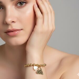 24k Gold Plated mother of pearl Bracelet Heart stainless steel womens jewelry